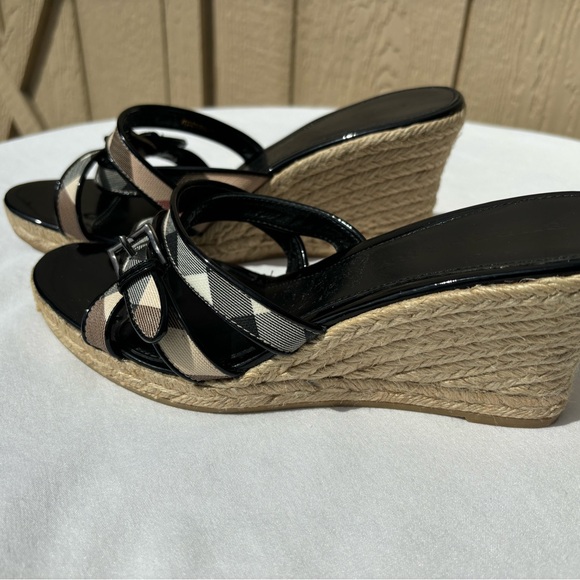 Burberry Nova Check Strappy Espadrille Wedge Slip On Sandals - Picture 7 of 14